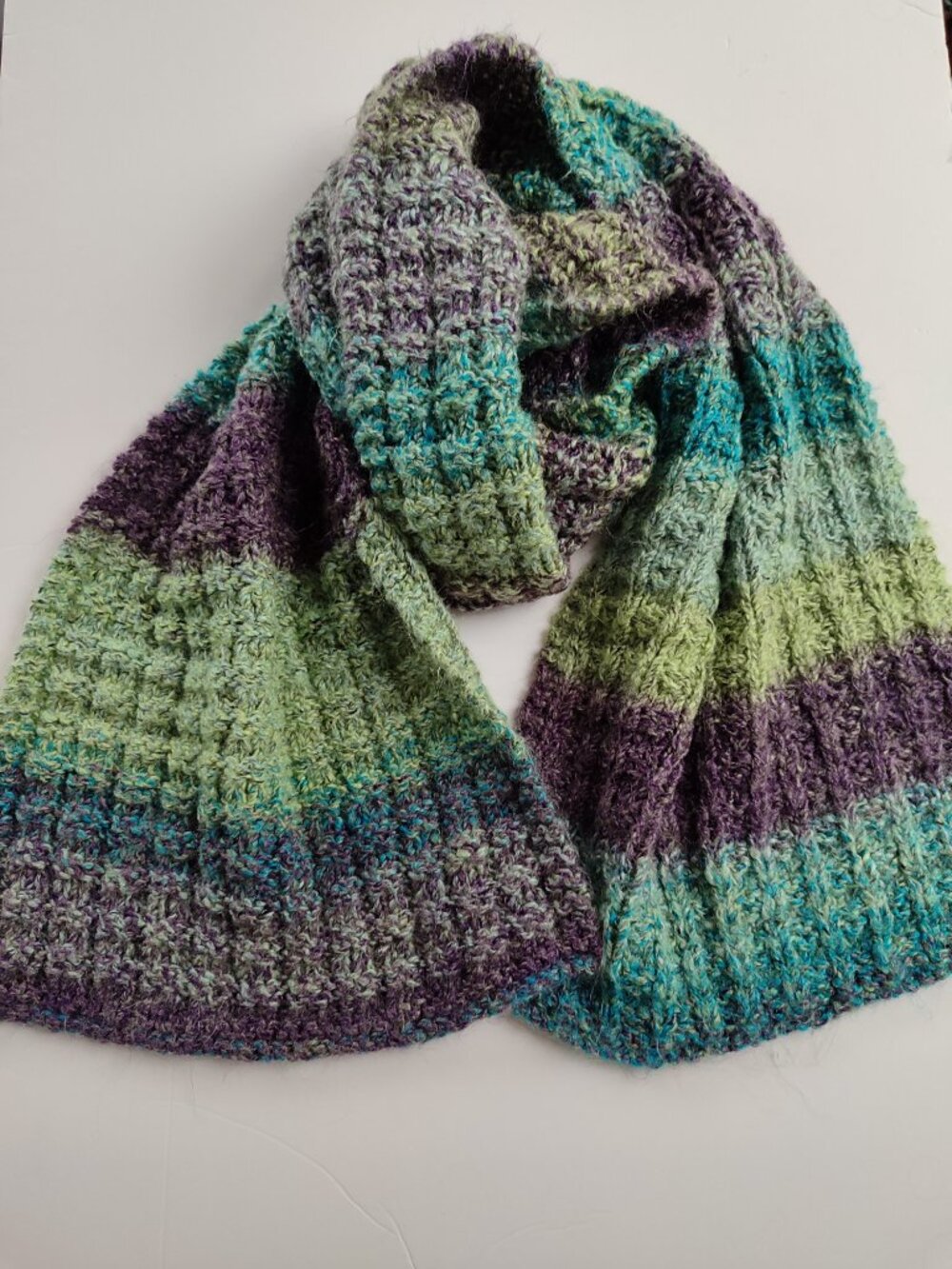 Textured Knit Soft wool blend Multi-Color Winter Scarf Earth & Jewel Tones